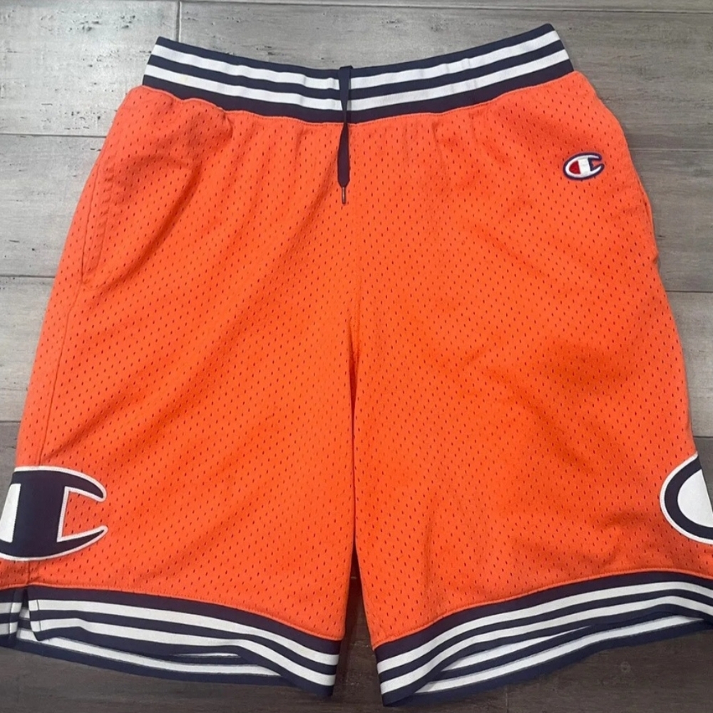 Like New Men's Champion Shorts Size Large Orange Blue White L With Pockets